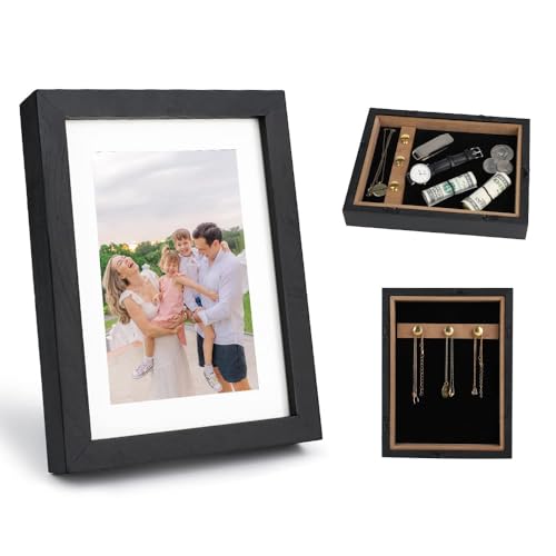 Photo Picture Frame Diversion Safe,Mini Safe Box with Hidden Secret Compartment to store your Money, Cash, Jewelry or Herbs,Home Security Safe(4''*6'') (Black)