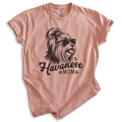 EVERTREE CLOTHING Havanese Mom, Unisex Women's Shirt, Havanese Owner, Dog Mom Gift, Heather Sunset, Medium