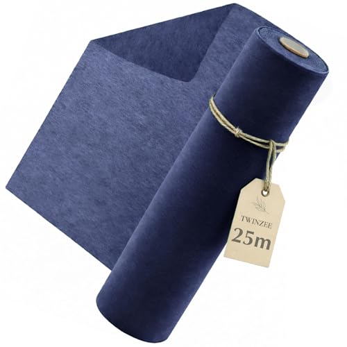 Twinzee Chemin De Table Bleu Nuit Non Tissé 30cm x25m, Decoration de Table pour Anniversaire, Mariage, Communion et Autre Occasions Spéciales