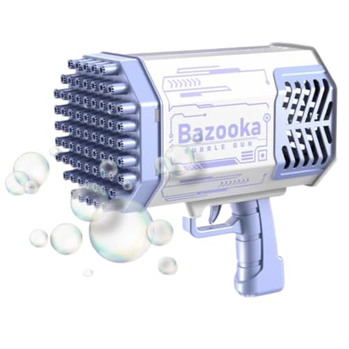 Bazooka 69 Outputs LED Bubble Gun Purple and White Rechargeable Battery Multi-Color Light Effects for Kids