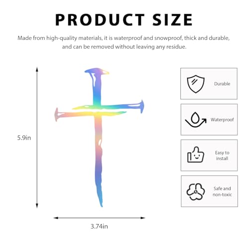 Image of DXNQ Car Cross of Nails Sticker, Bumper Christian Sign Cross with Nails Decal, Removable Waterproof Sticker for Car Truck Window Motorcycle Helmet Laptop, Car Accessories (Colorful)