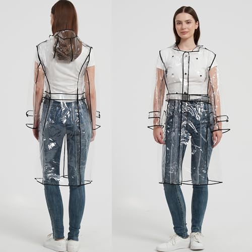 clear rain jacket clear raincoats for women eva transparent raincoat with belt lightweight rainwear waterproof3