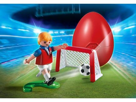 Coffret pour playmobil - Oeuf de pâques - Joueur de Football avec Cage au But - 4947 - Set Jeu de Construction et Carte Tigre - Nouveaute