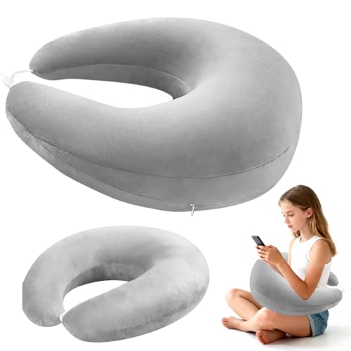 Strickkissen Ergonomisches Armstützkissen U Form Grau Multifunktionales Lesekissen für Sofa Bett Gaming Armlehnenkissen mit Waschbarem Bezug Beckenkissen Strickkissen zum Lesen Entspannen Schlafen
