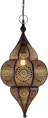 Lámpara Oriental Marroquí - lamparilla colgante - farola de techo Lunar Negro - 40cm - muy práctica para una iluminación excelente - transmite una decoración excelente refinada