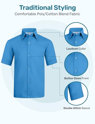Boy's Short Sleeve Button Down Dress Shirt - NO Pocket - Wrinkle Free3