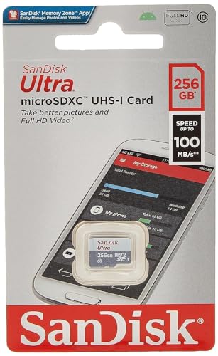SANDISK - CARDS 256GB Ultra Lite White/Gray MICROSDXC 100MB/S Class 10 UHS, Black
