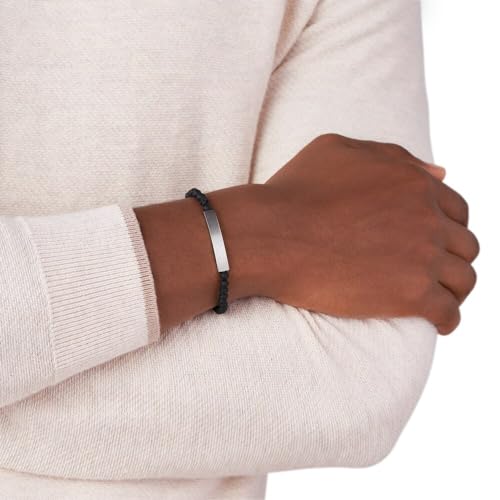 Fossil Bracciale Da Uomo Vintage Casual, Lunghezza Interna: 170Mm ~ 250Mm Nero Bracciale Semi-Prezioso, JF03247040 - 2