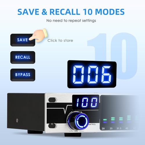 NEWTRY Home Audio Equalizer, 31-Band Audio Spectrum Analyzer, 1U Equalizer Home Audio, Stereo Equalizer Real Time Frequency Level Display 110V - Thumbnail 5