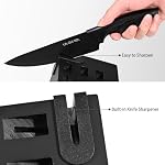 Ensemble de couteaux, 15 Pièces Kitchen Knife Sets avec bloc, Aiguisseur intégré, Lave-vaisselle sans danger, Poignée ergonomique, Cnife Block Set pour l'étuvage, le givrage, le dégivrage & Coupe, noir