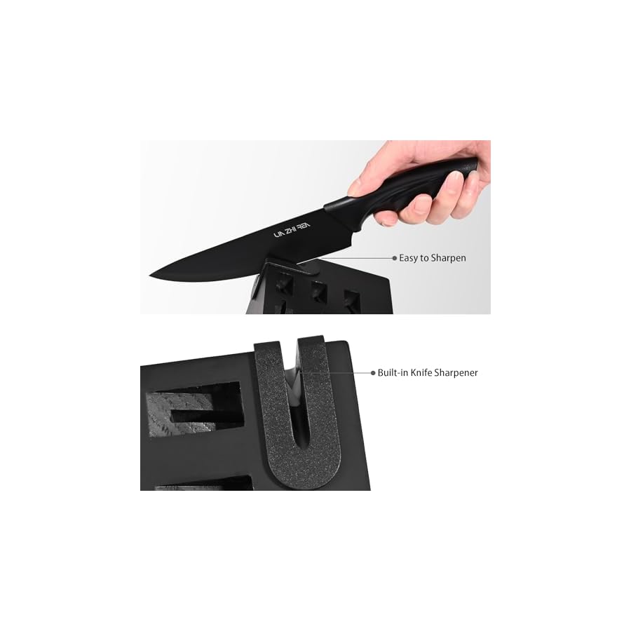 Knife-Set-15-Pieces-Kitchen-Knife-Sets-with-Block-Built-in-Sharpener-Dishwasher-Safe-Anti-slip-Ergonomic-Handle-Knife-Block-Set-for-Chopping-Slicing-Dicing-Cutting-Black Knife Set, 15 Pieces Kitchen Knife Sets with Block, Built-in Sharpener, Dishwasher Safe, Anti-slip Ergonomic Handle, Knife Block Set for Chopping, Slicing, Dicing & Cutting, Black