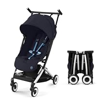 Cybex Libelle 2 Travel Baby Stroller - Lightweight Carry-On Travel Stroller for Airplane with One-Hand Recline, Compatible with CYBEX Car Seats, Dark Blue