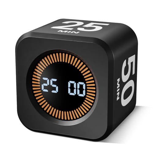 AJIJING Rotating Pomodoro Timer, 5/10/25/50 Minutes, Countdown & Stopwatch, Desk Productivity, ADHD...