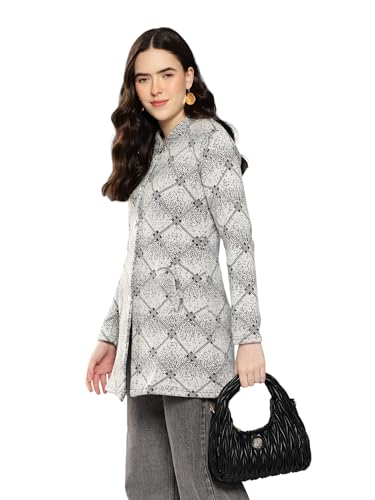 Image of Aarika Womens Winter Wear Lemon Colour Abstract Woolen Cardigan