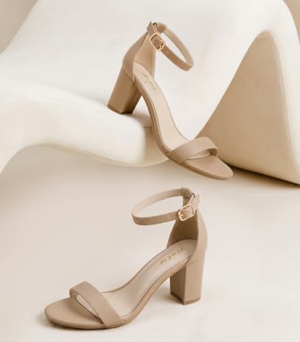 Image of Ankis Heels for Women Open Toe Ankle Strap Chunky Heel Sandals 2.75 Inch