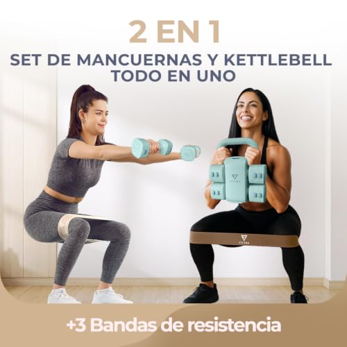 Mancuernas 1-3 kg y kettlebell 2,5-6,5 kg ajustables para entrenar fuerza sin ocupar espacio 5