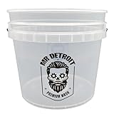 Mr. Detroit - 3.5 Gal Car Wash Bucket, Plastic White Heavy Duty Clear Detailing Bucket for RV, Boat, Motorcycle & Home Detailing (Eco-Friendly)