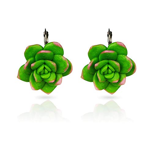 Aretes Anchos Flawless Green Mismatched Pendientes Colorido Cactus Suculentas Planta Flor Pendientes Joyas Hermosas Adornos Bijoux