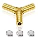 Joyway 3/8" ID Hose Barb, Y Shaped 3 Way Union Fitting Intersection/Split Brass Water/Fuel/Air