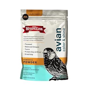 The Missing Link Avian Color & Shine Superfood Supplement Powder for Captive Birds – Flaxseed, Yucca, Kelp, Phytonutrients & Protein – Supports Energy, Plumage, Digestive & Immune Health – 3.5oz