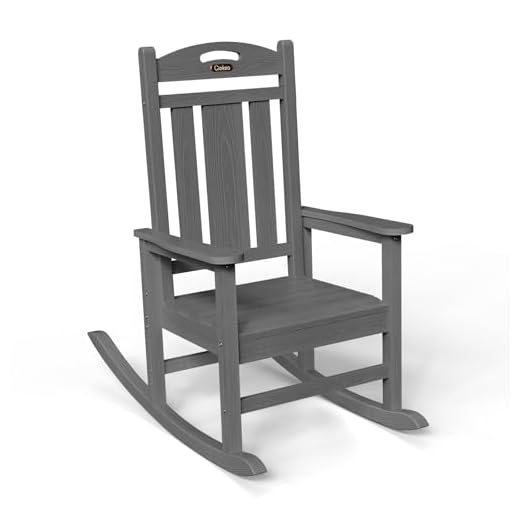 Ciokea Outdoor Rocking Chair, Gray HDPE Rocking Chairs for Outside, All-Weather Comfortable Patio Rockers for Front Porch Deck Balcony