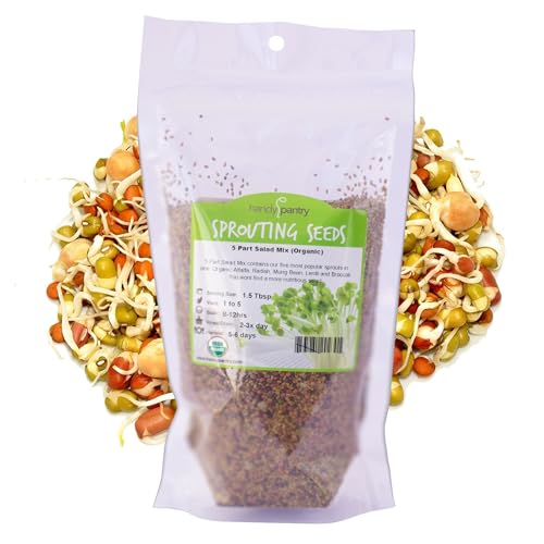 Handy Pantry Organic Salad Sprouting & Microgreens Mix – 16 Oz – Non-GMO, High-Germination Blend of...