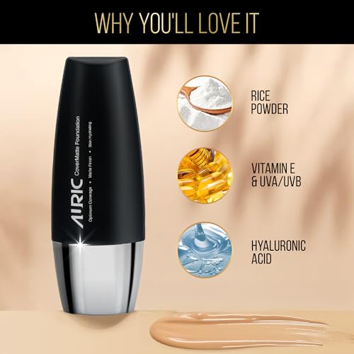 Image of Auric CoverMatte Flawless Finish Hydrating & Long Lasting Liquid Foundation (30ml) with Matte Finish & Optimum Coverage I Paraben Free I Light Tan