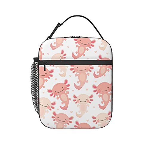 Cartoon Pink Axolotl Lunch Box Insulated Soft Bag Reusable Cooler Bag For Women&Men&Work Picnic Hiking #TOP5