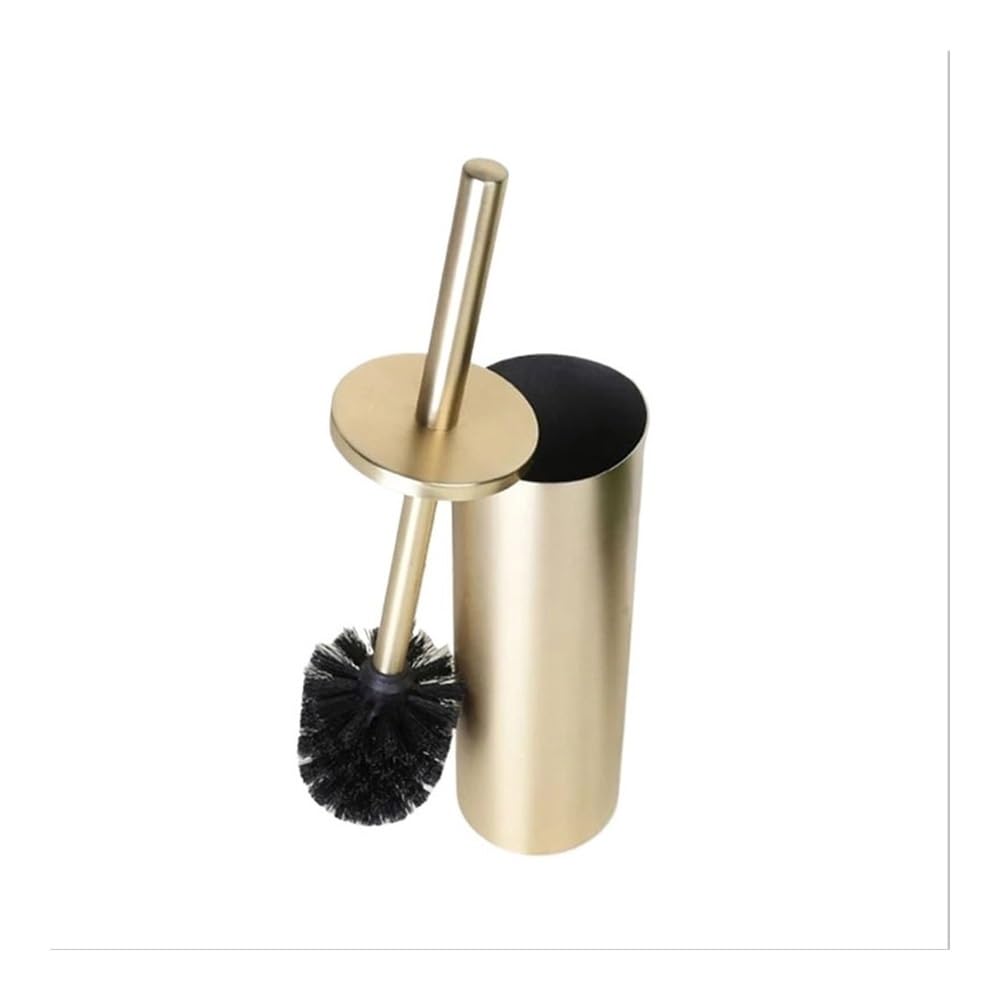 Toilet Brush Floor Standing Aluminum Alloy Toilet Brush Holder Bathroom Tools(Gold)
