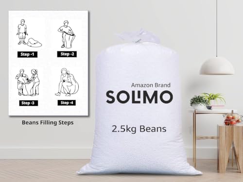 Image of Amazon Brand - Solimo Bean Bag Refill Pack 2.5 KG | High Density Virgin Polystyrene Bean Bag Beans | Long Lasting Refill for Bean Bags, Bean Bag Chairs, Sofas, Pouffes & Cushions | White