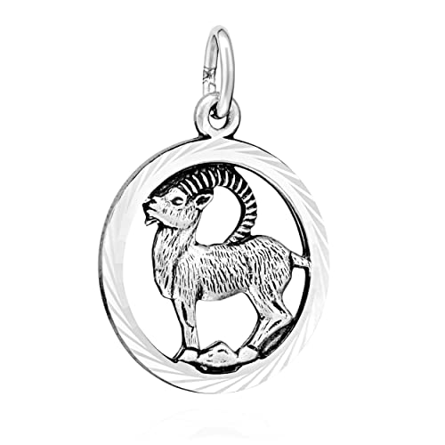 NKlaus 18mm Sternzeichen Steinbock oxidiert 925 Silber diamantiert Anhänger Horoskop 13712