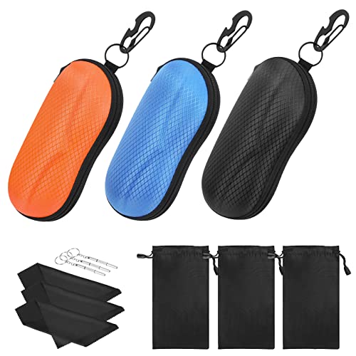 Image of MoKo Semi Hard Shell Sunglasses Case, Unisex Protective Eyeglass Case Glasses Case Holder with Metal Hanging Hook