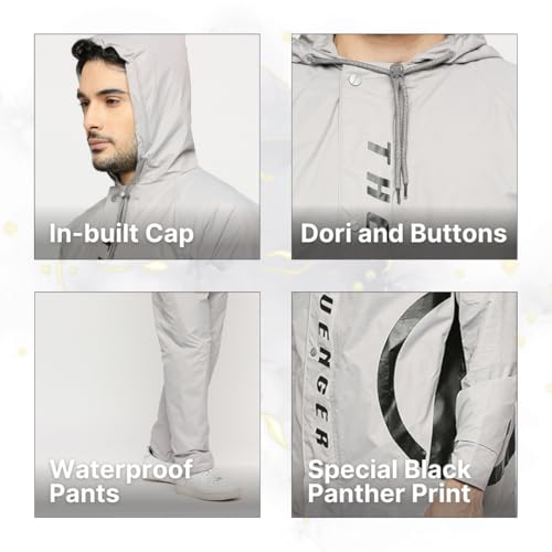 Image of Citizen Avengers Reversible Raincoat for Men with Waterproof Pant, Inbuilt Hood | Durable & Lightweight Rainsuit | Grey