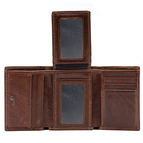KONVI Trifold Leather Wallet for Men with ID Holder and RFID Blocking, Coffee2
