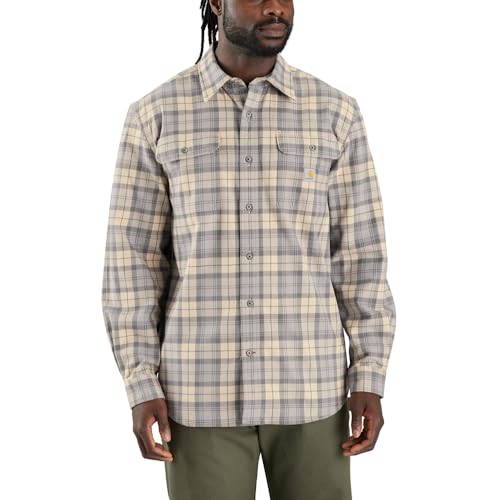 Image of Carhartt Men's Loose Fit Heavyweight Flannel Long-Sleeve Plaid Shirt