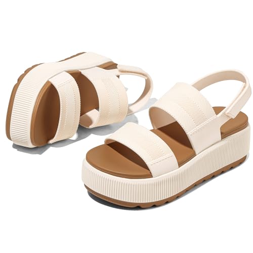 Image of Lovee Cosee Platform Water Sandals for Women Chunky Wedge Lug Sole Comfortable Waterproof Summer Walking Beach Shoes