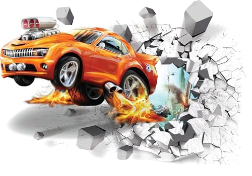 Large Blue Sky 3D Self-Adhesive Removable Break Through The Wall Vinyl Wall Sticker/Mural Art Decals Decorator (Car Decals(2 Sheets of 28" w X 10" h/70x25cm))