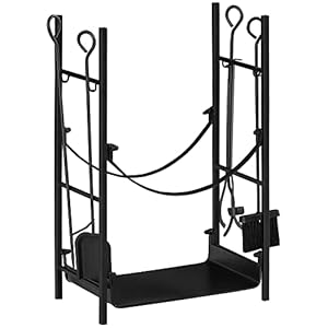 Outsunny 2-Etagen-Kaminholzhalter mit Kaminzubehör