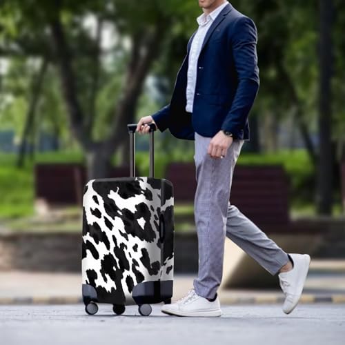 Luggage Covers for Suitcase, Black Cow Hide Print Elastic Travel Luggage Covers, Anti-Scratch Suitcase Cover Protector Fits 22-24 Inch Luggage (M)3