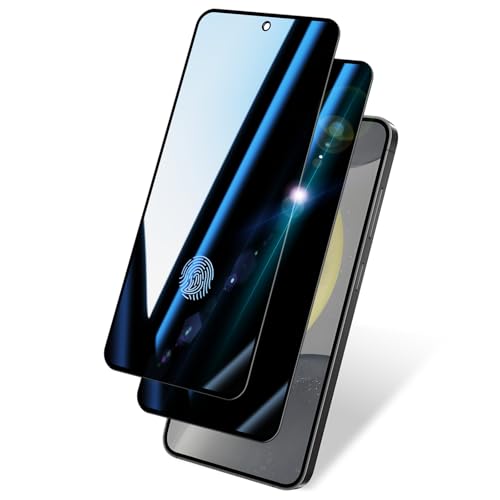 BSUWIN 2 Pack Privacy Screen Protector for Samsung Galaxy S24|Anti-Spy Tempered Glass with Fingerprint Unlock Support Anti-Scratch 9H Hardness & Easy Installation