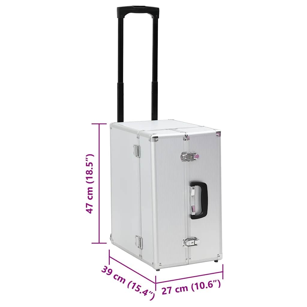 vidaXL Pilotenkoffer Handgepäck Businesskoffer Aktenkoffer Reisekoffer Pilotentrolley Alukoffer Koffer Trolley Alu 47x39x27cm Silbern Aluminium
