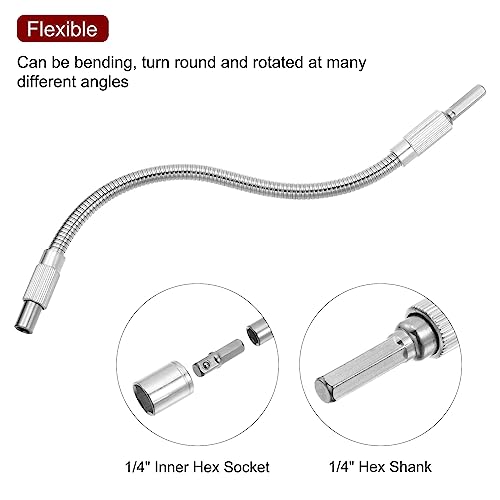 Uxcell Flexible Drill Bit Extension Kits, 2 Set(48Pcs) Screwdriver Bit Set 1/4" Hex Shank Screw Driver Kit Handle Tools With 300Mm Flexible Extension Bit Shaft #TOP4