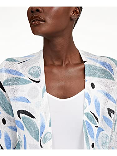 Alfani Womens Blue Paisley Long Sleeve Open Cardigan Sweater Size L #TOP2