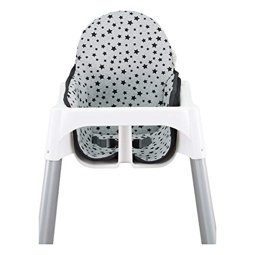 JANABEBE Coussin pour le chaise haute Compatible avec Ikea Antilop (BLACK STAR) Cover