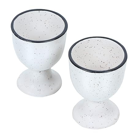 Image of Qimacplus Elevate Your Breakfast Experience Soft Boiled Egg Holder Set Stylish Ceramic Egg Cups Perfect Housewarming Gift Set of 2 (Ivory)