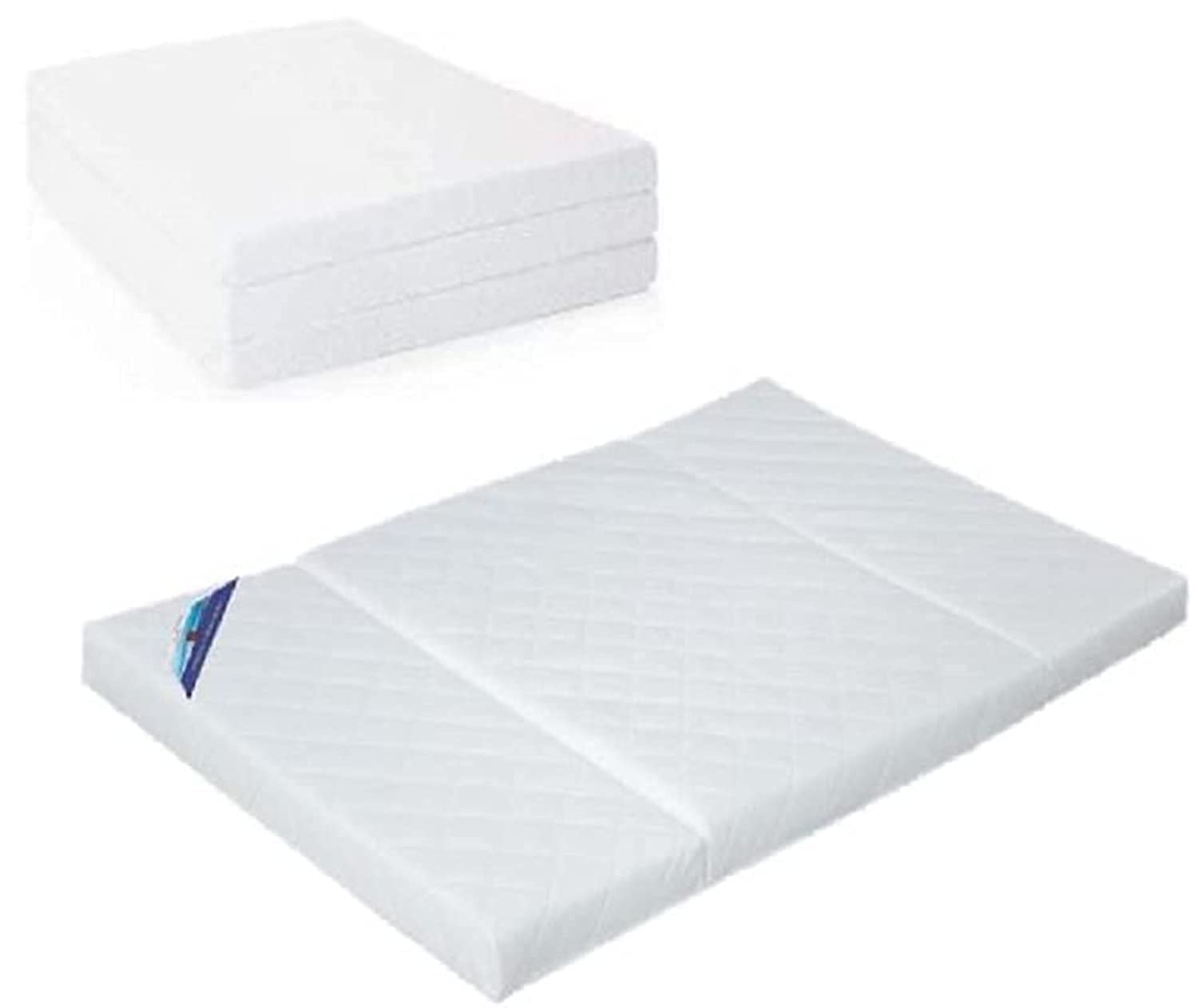 Double Medicated Floral White Quilted Portable Heavy Duty Tri-Fold,Three-Fold Mattress for Home,Hotel,Guest,Office,Car,Sofa,Chair,Bed - 180L x 120W x 8H cm