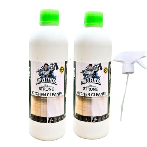Image of PACK OF 2-MR.CLEANX Strong Kitchen Cleaner Spray - Removes Hard Oil Stains | Greasy Stovetops | Greasy Exhaust Fan | Chimney Cleaner | Plant-Based Formula| (1000 ml)