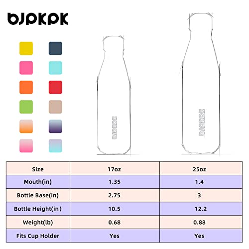 Image of BJPKPK Insulated Water Bottles 17oz, Leak Proof Stainless Steel Water Bottle keeps Cold for 24H and Hot for 12H, BPA Free Kids Water Bottle-Lake Blue (Pack of 2)