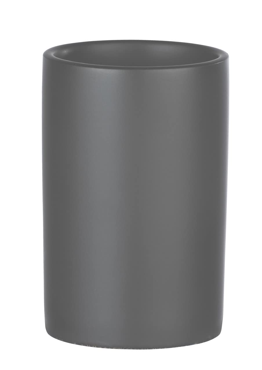 Wenko Grey Matt Polaris Ceramic Toothbrush Cup, Diameter 7.5 X 11.2 Cm