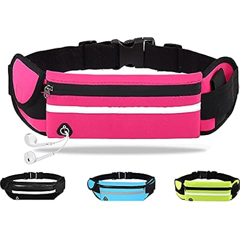NuCamper Running Belt Fanny Pack Pouch for Men Women Fashionable, Water Resistant Workout Waist Pack Bag Bounce Free Travelling Money Belt for Gym,Workouts,Fitness,Walking, Rose Red Cover
